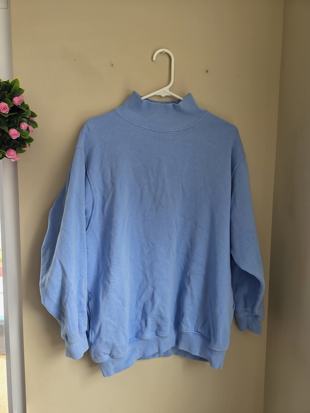 aerie Light Blue Mock Neck Lomg Sleeve Baby Blue Oversized Loose Comfy Sweater